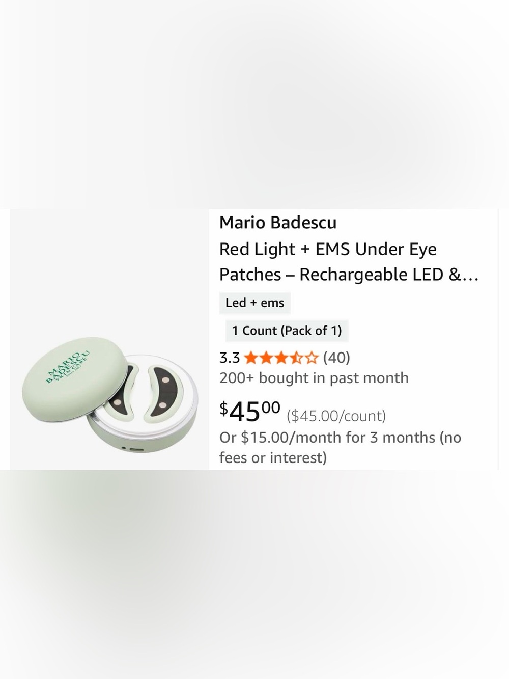 Mario Badescu White and Black Red Light + EMS Facial Patch